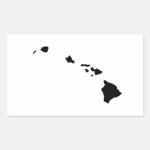 Hawaii in Black and White Rectangular Sticker