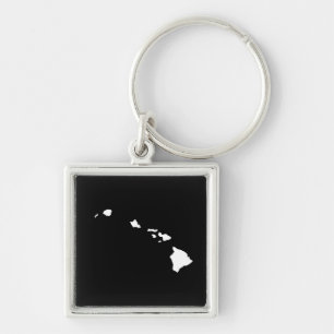 Hawaii in White and Black Key Ring