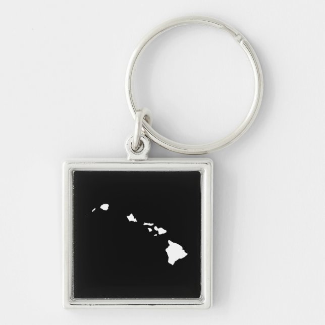 Hawaii in White and Black Key Ring (Front)