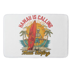 Hawaii Is Calling Maui Surfing Island Vibes Bath Mat