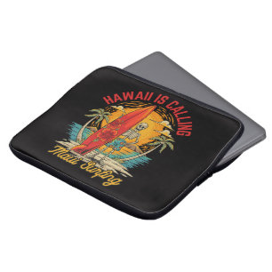 Hawaii Is Calling Maui Surfing Island Vibes Laptop Sleeve