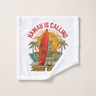 Hawaii Is Calling Maui Surfing Island Vibes Wash Cloth