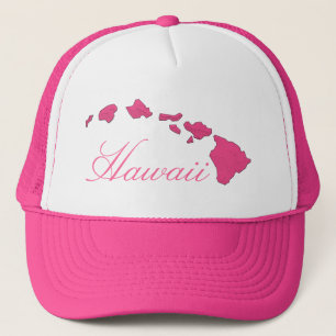 Hawaii islands pink white hat