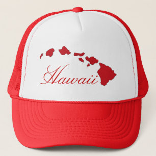 Hawaii islands red white hat