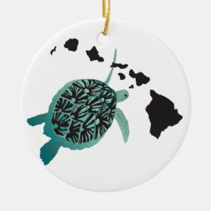 Hawaii Islands Turtle Ceramic Ornament!  Ornament