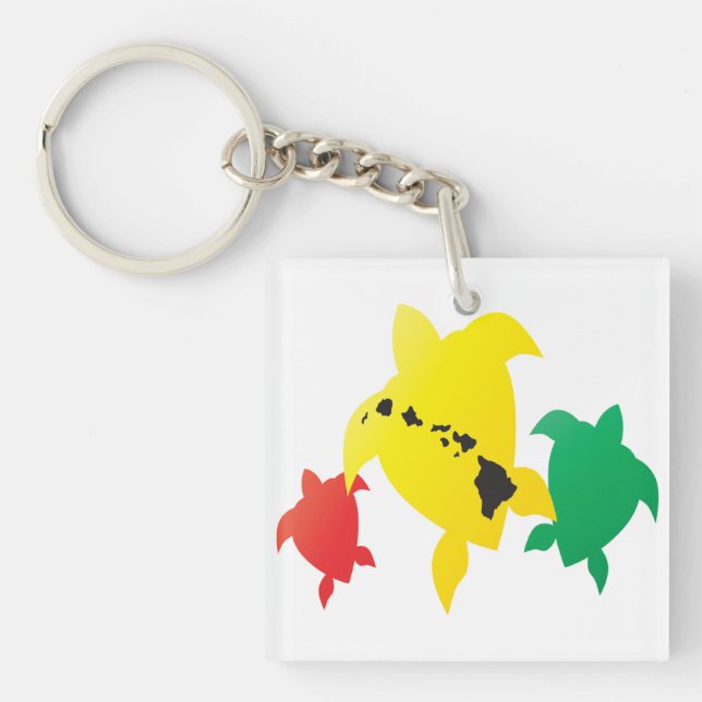 Hawaii Islands Turtle Key Ring (Front)