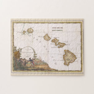Hawaii Islands Vintage Map Killing of Captain Cook Jigsaw Puzzle