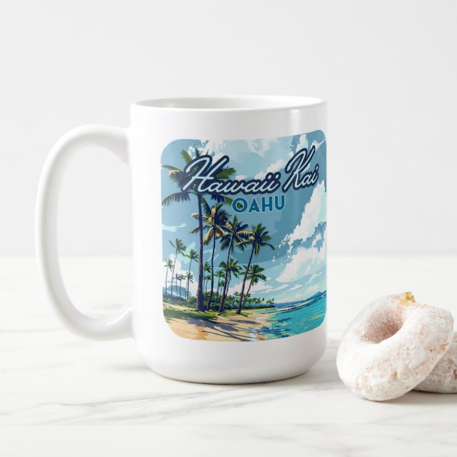 Hawaii Kai Honolulu Oahu Hawaii Retro Coffee Mug (With Donut)