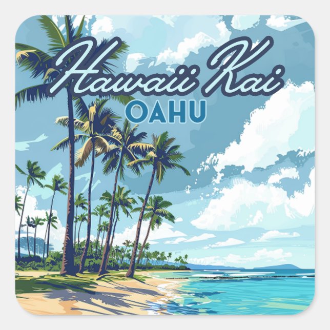 Hawaii Kai Honolulu Oahu Hawaii Retro Square Sticker (Front)