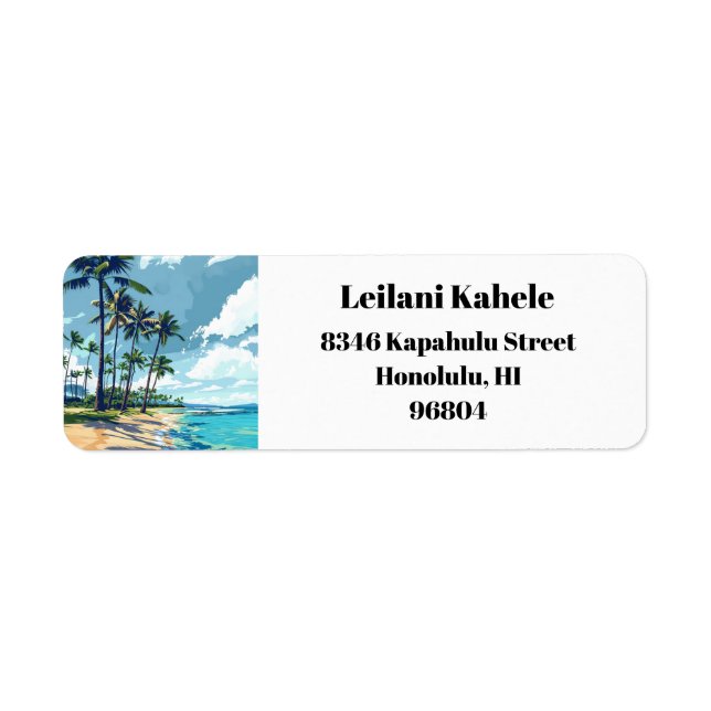 Hawaii Kai Honolulu Oahu Hawaii Return Address  Label (Front)