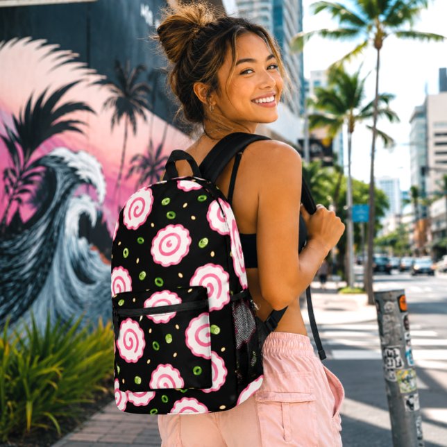 Hawaii Kawaii Fishcake Uzumaki Printed Backpack (Creator Uploaded)