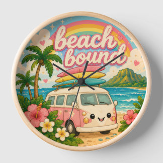 Hawaii Kawaii surf girl tropical cute clock