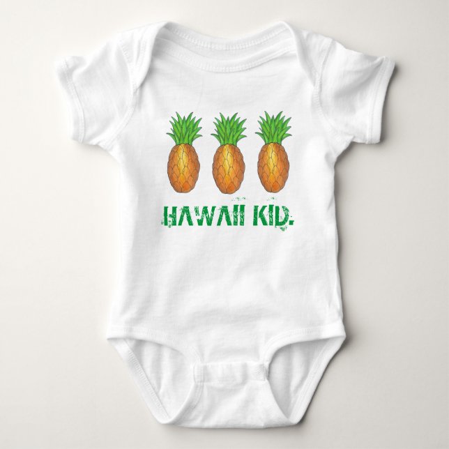 Hawaii Kid Tropical Hawaiian Island Pineapple Baby Bodysuit (Front)