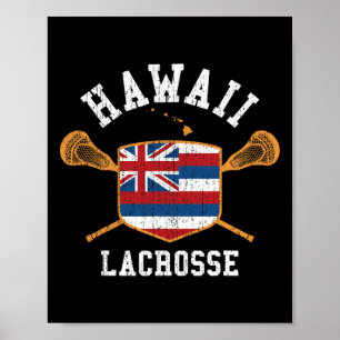 Hawaii Lacrosse Vintage Aloha State Flag Lax Tee  Poster