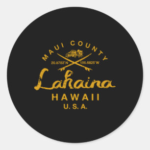 Hawaii Lahaina Maui Surfing Classic Round Sticker