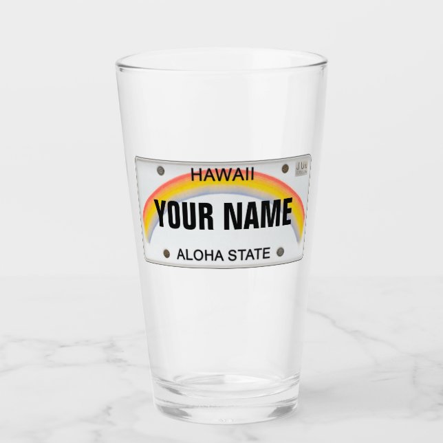 Hawaii License Plate (customisable) Glass (Front)