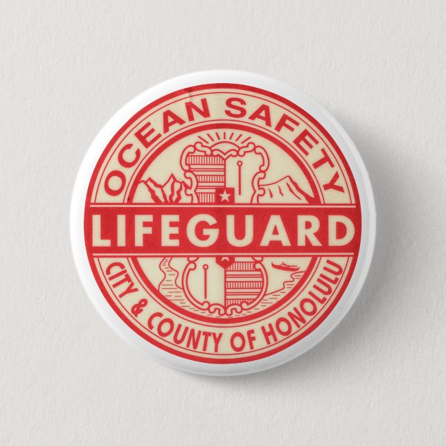 Hawaii Lifeguard Logo 6 Cm Round Badge (Front)