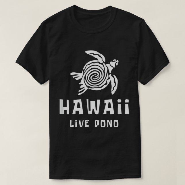 Hawaii Live Pono Sea Turtle Beach T-Shirt (Design Front)
