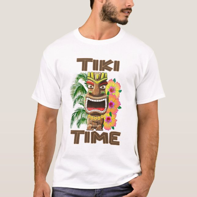 Hawaii Luau Tiki Time T-Shirt (Front)