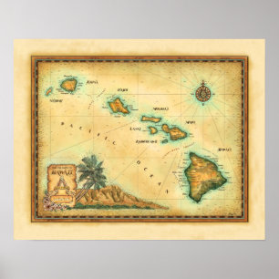 "Hawaii Map" Poster