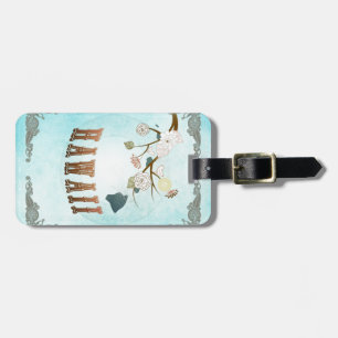 Hawaii Map With Lovely Birds Luggage Tag