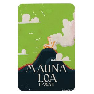 Hawaii Mount Loa Volcano Travel Poster Magnet