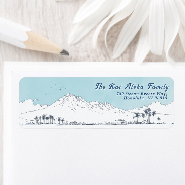 Hawaii Mountain Blue sky- Return Customizable Address Label (Creator Uploaded)
