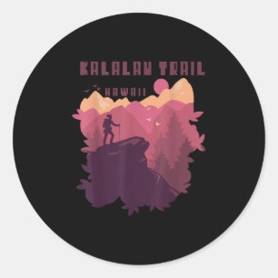Hawaii Mountain Camping Kalalau Trail Nature Hikin Classic Round Sticker