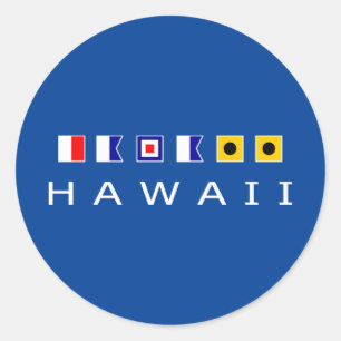 Hawaii Nautical Maritime Sailing Flags Dark Classic Round Sticker