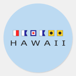 Hawaii Nautical Maritime Sailing Flags Light-Colou Classic Round Sticker
