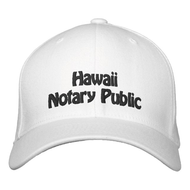 Hawaii Notary Public Embroidered Baseball Cap (Front)
