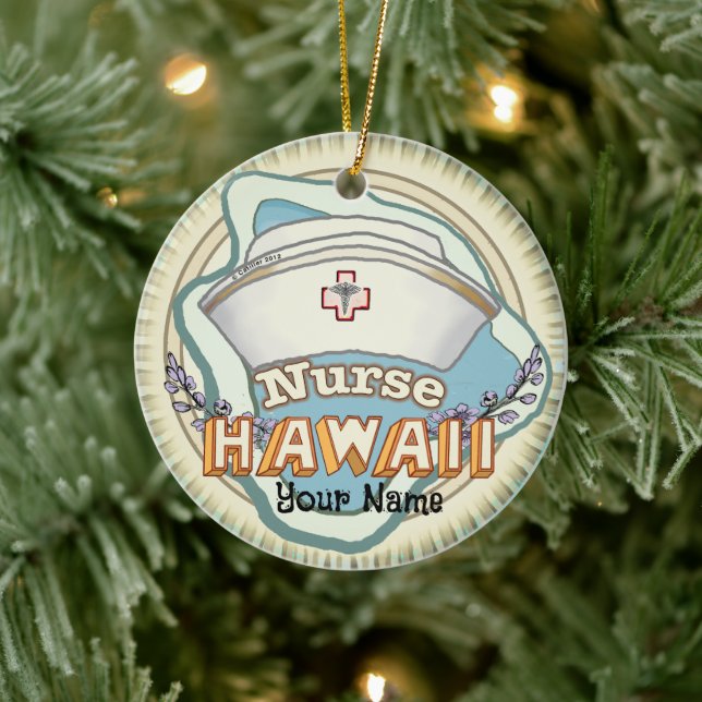 Hawaii Nurse Ceramic Ornament (Tree)