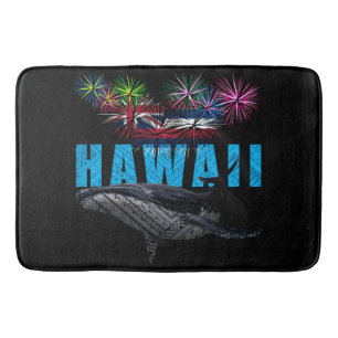 HAWAII NYE POLYNESIAN TRIBAL HUMPBACK FIREWORKS BATH MAT