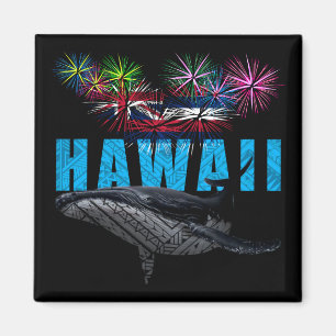 HAWAII NYE POLYNESIAN TRIBAL HUMPBACK FIREWORKS MAGNET