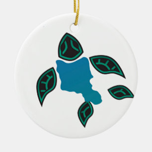 Hawaii Oahu Island Turtle Ceramic Tree Decoration