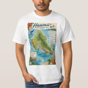 Hawaii Oahu Map T-Shirt