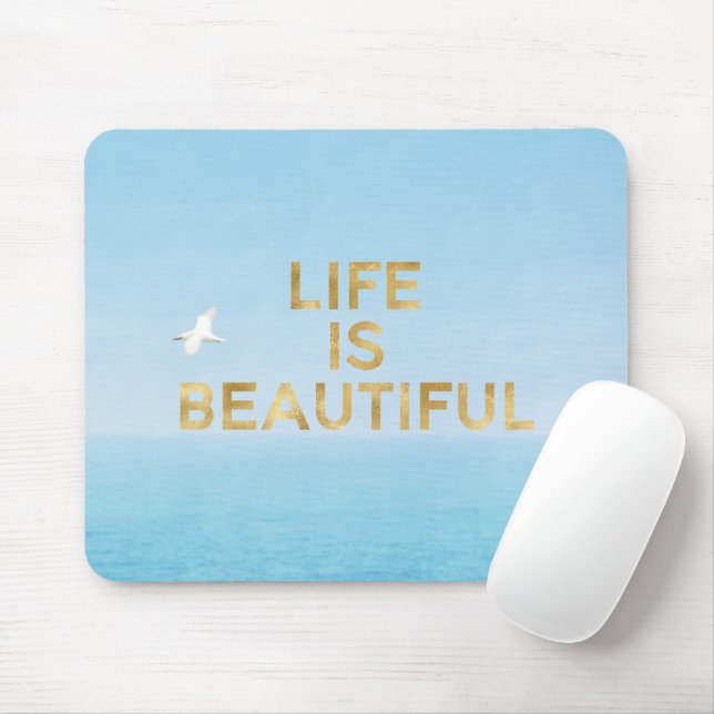 Hawaii Ocean Bird Flying Gold Beautiful Quote    Mouse Pad (With Mouse)
