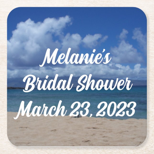 Hawaii Ocean View Bridal Shower Paper Coasters (Front)