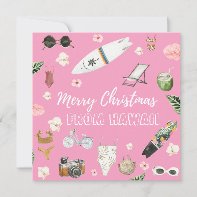 Hawaii or Tropical Square Photo Christmas Card (Front)