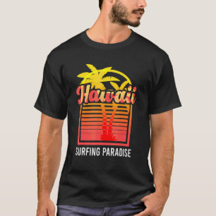 Hawaii Palm Tree Surfing Paradise Beach Island Sum T-Shirt