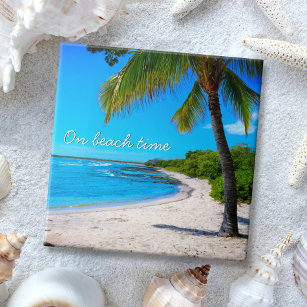 Hawaii Palm Tree Tropical Photo On Beach Time Ceramic Tile