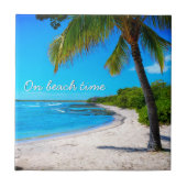 Hawaii Palm Tree Tropical Photo On Beach Time Ceramic Tile (Front)