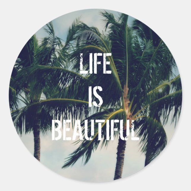 Hawaii Palm Trees    Classic Round Sticker (Front)