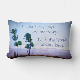 Hawaii Palm Trees Thankful People Are Happy Quote  Lumbar Cushion