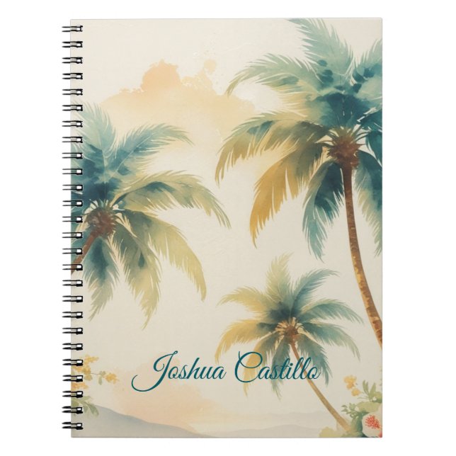 Hawaii Palms Calligraphy Simple Professional Name Notebook (Front)