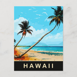 Hawaii, Palms on the sand beach, Travel  Postcard