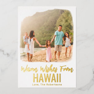 Hawaii Photo Beach Christmas Card Watercolor Foil