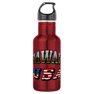 Hawaii Picture and USA Flag Text 532 Ml Water Bottle