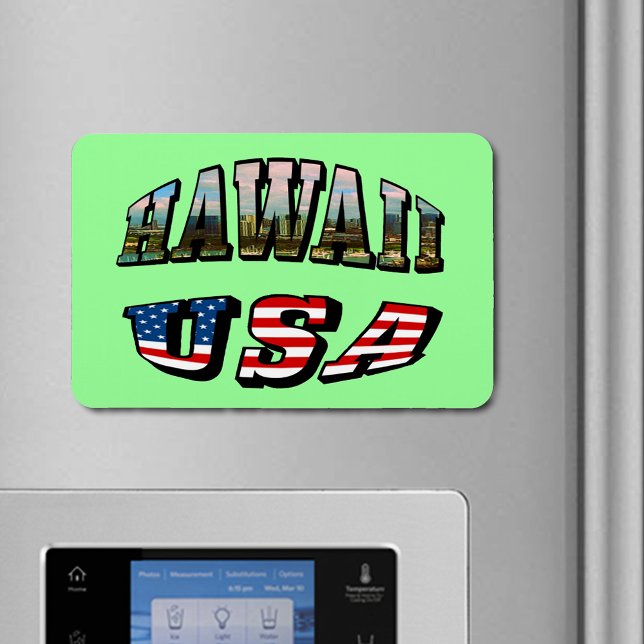 Hawaii Picture and USA Flag Text Magnet (Hawaii Picture and USA Flag Text Flexible Magnet)