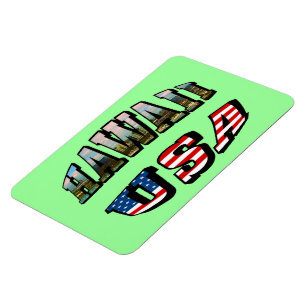 Hawaii Picture and USA Flag Text Magnet
